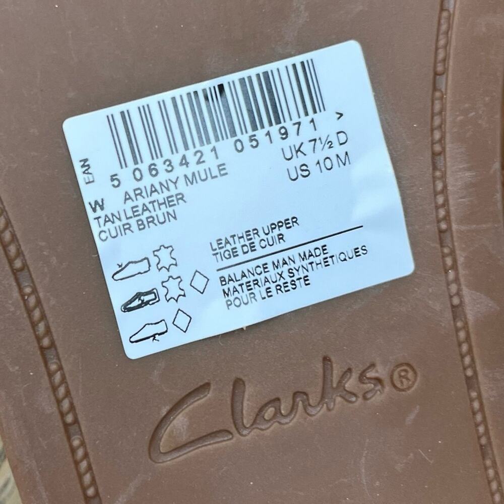 New! Clarks Ariany Mule Comfort Sandal Tan Leather Slide Women’s Size 10 - Picture 6 of 7